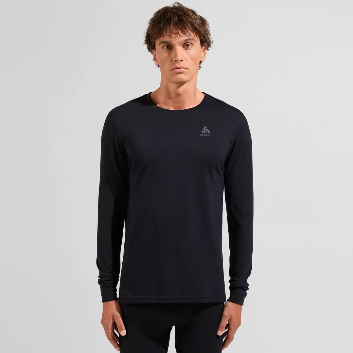 Odlo Mens BL Top Crew Neck L/S Merino 200